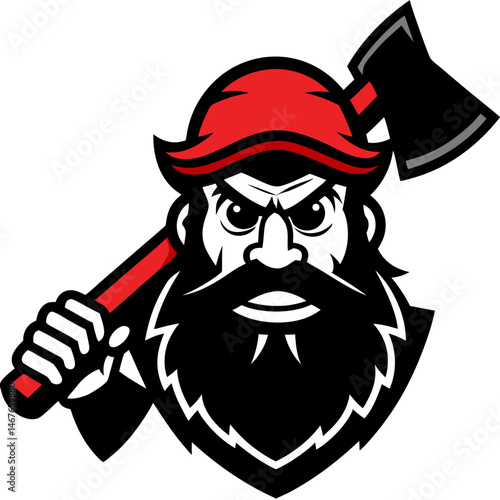 Angry Lumberjack Cartoon Mascot with Axe for Branding