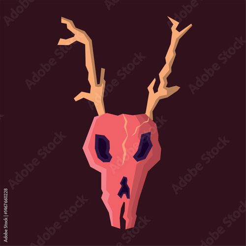 Demonic skull with large twisted horns Vector
