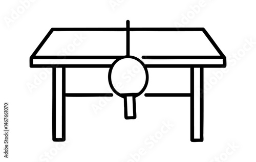 Tenis stołowy ping pong minimalistyczna grafika liniowa