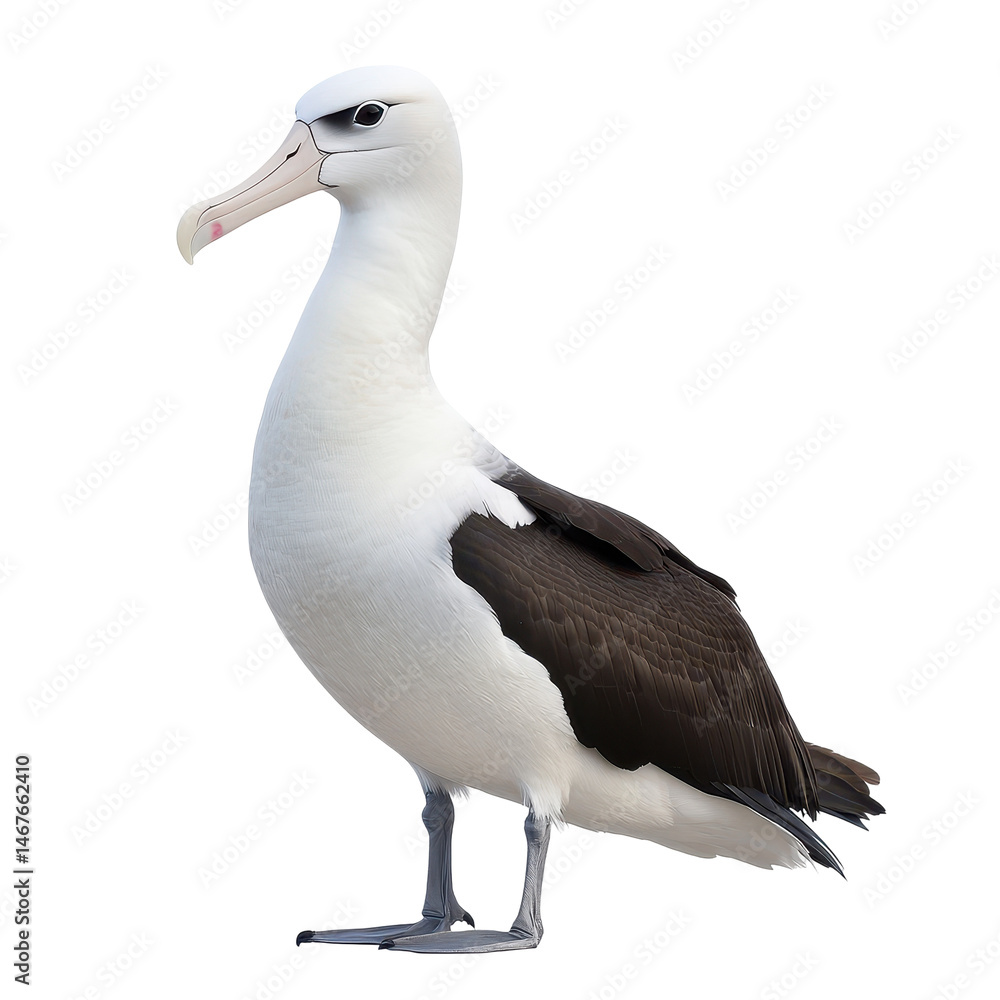 Fototapeta premium Majestic albatross standing gracefully on a white background showcasing its unique features and beauty