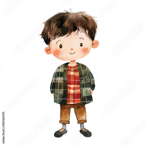 watercolor illustration of boy Forester clipart isolated