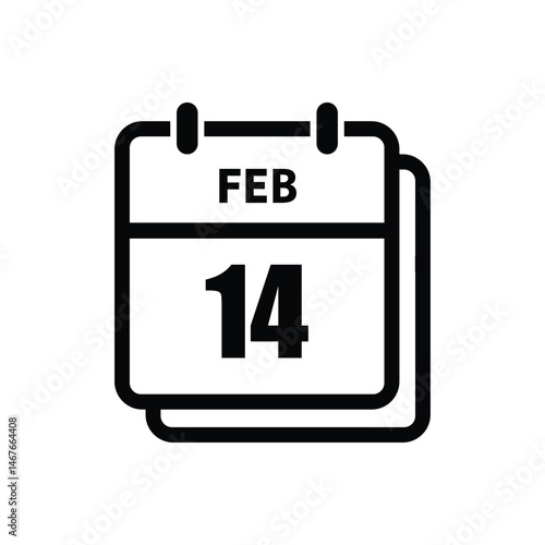 calender icon, 14 february icon with white background	