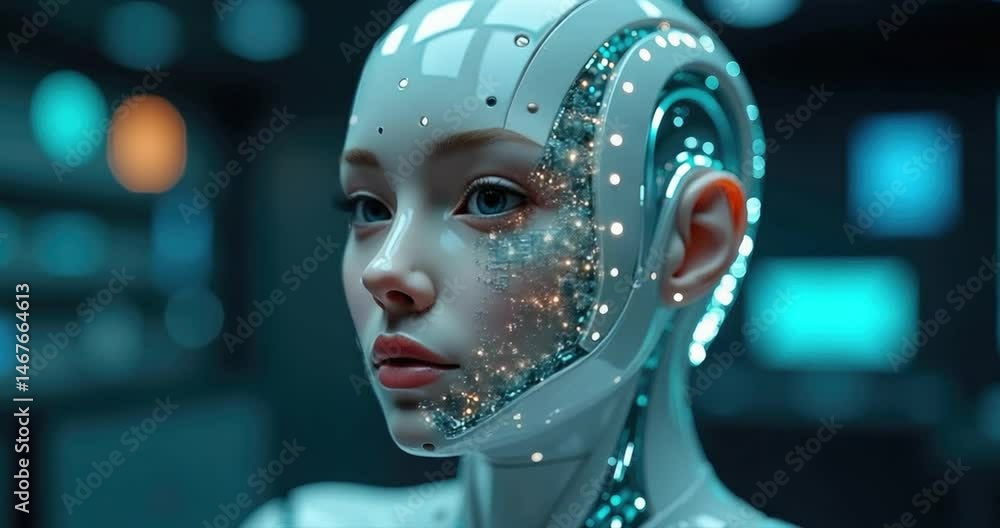 Cybernetic humanoid portrait in futuristic style ai technology Cybernetic humanoid portrait in futuristic style ai technology