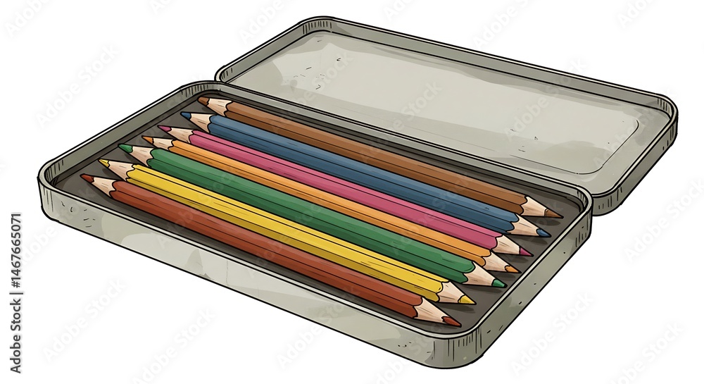 Colored Pencils in Open Metal Case Art Supplies Colored Pencils in Open Metal Case Art Supplies