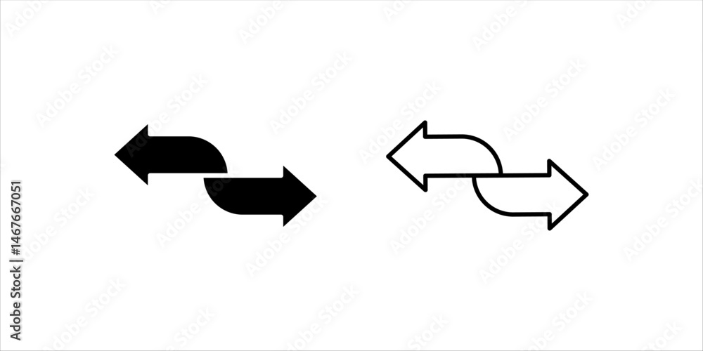 Transfer arrow line icon in vector style. Represents data transfer, exchange, or movement between devices or systems. Perfect for technology apps, data management platforms, file sharing, and transfe Transfer arrow line icon in vector style. Represents data transfer, exchange, or movement between devices or systems. Perfect for technology apps, data management platforms, file sharing, and transfe