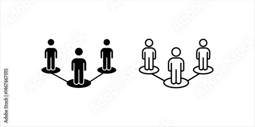 Teamwork icon in outline vector style. Represents collaboration, team effort, cooperation, and group work. Perfect for business, project management, team-building apps, and corporate teamwork platform