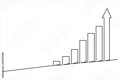 Continuous one line drawing of Business growth graph illustration vector of increasing arrow
