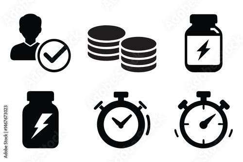 Set of Fitness and Performance Enhancement Icons