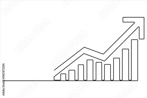 Continuous one line drawing of Business growth graph illustration vector of increasing arrow