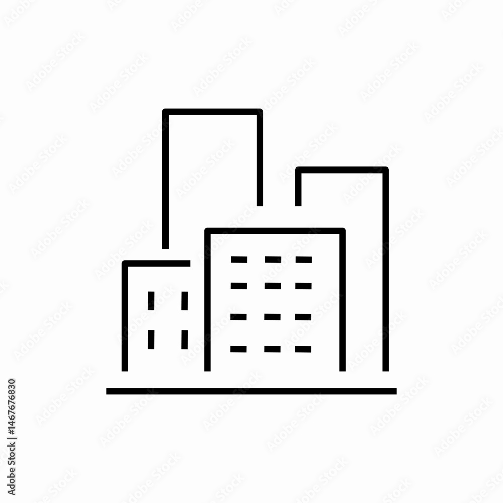 Downtown urban buildings icon vector sign Downtown urban buildings icon vector sign