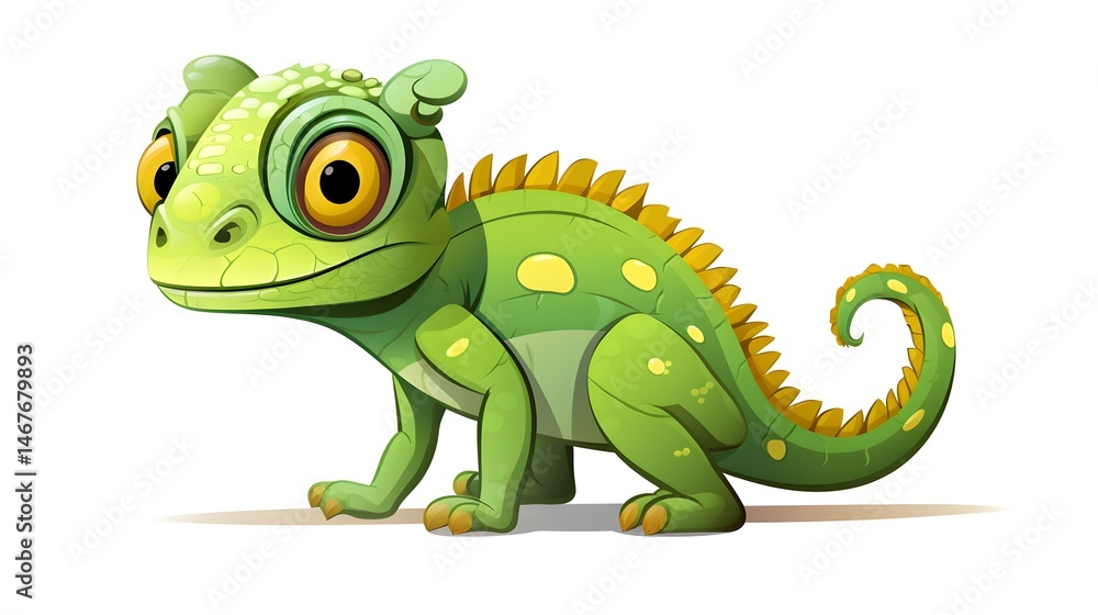 Fototapeta premium Colorful and Cheerful Mellers Chameleon Cartoon Vector Illustration for Websites and Publications