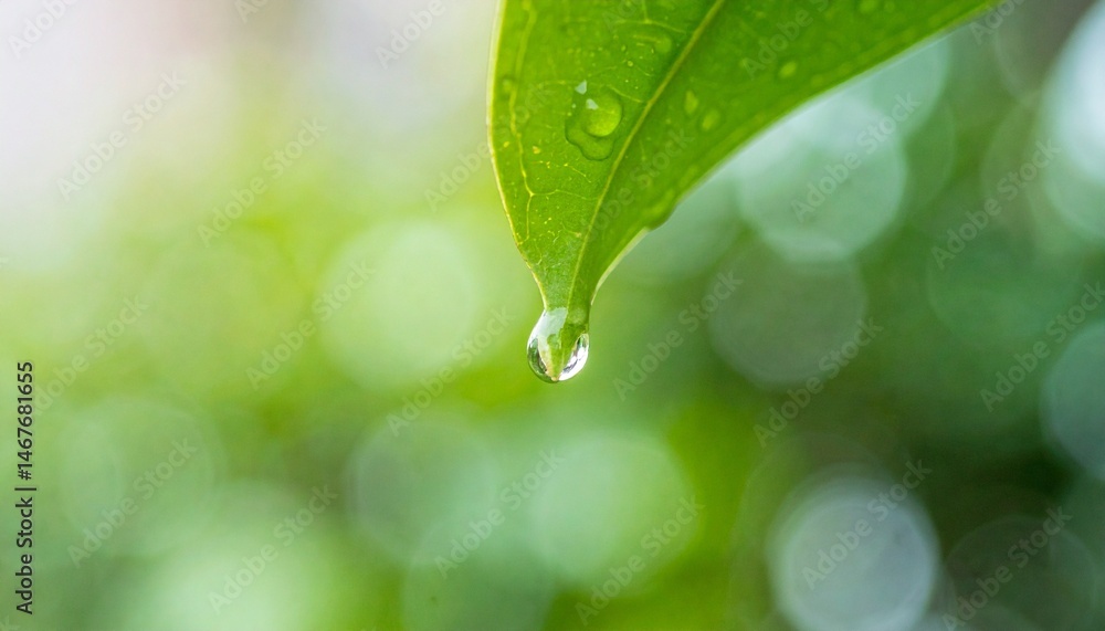 Fototapeta premium water drops on green leaf