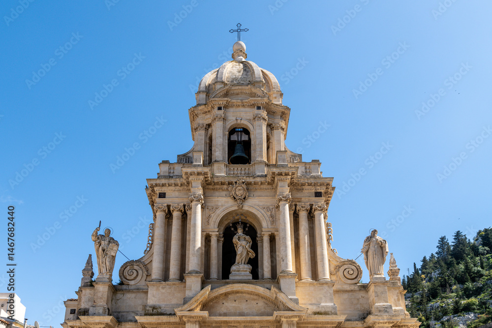 Fototapeta premium San Bartolomeo Church facade with bell tower in Scicli