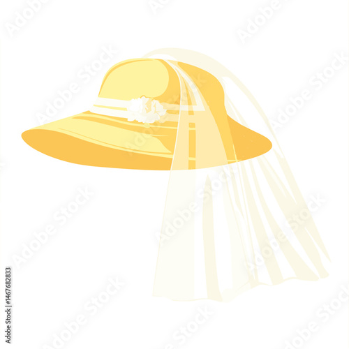 Yellow summer wedding hat with bridal veil

