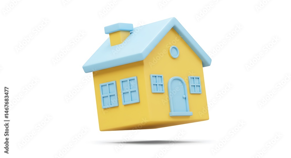 Cartoon House Illustration Yellow and Blue Home Design Cartoon House Illustration Yellow and Blue Home Design
