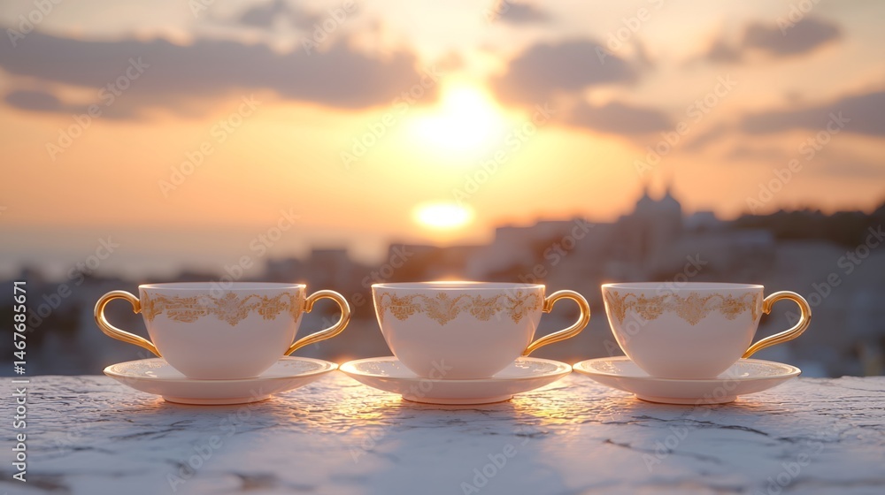 Fototapeta premium Terrace coffee cup under the sunshine