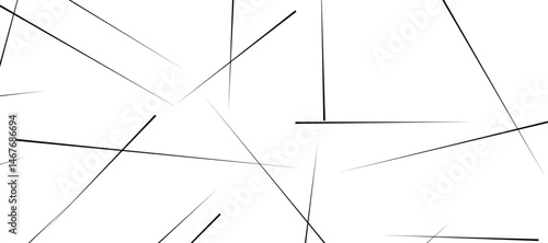 Abstract pattern of diagonal black lines on a clean white background. The lines should vary in length and angle, creating a dynamic and chaotic composition.