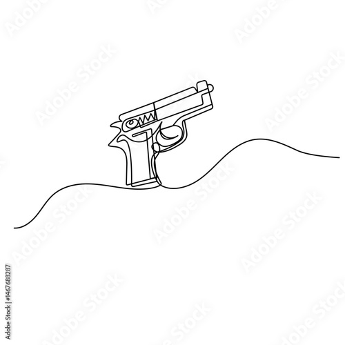 Gun icon  continuous one line drawing  outline vector illustration