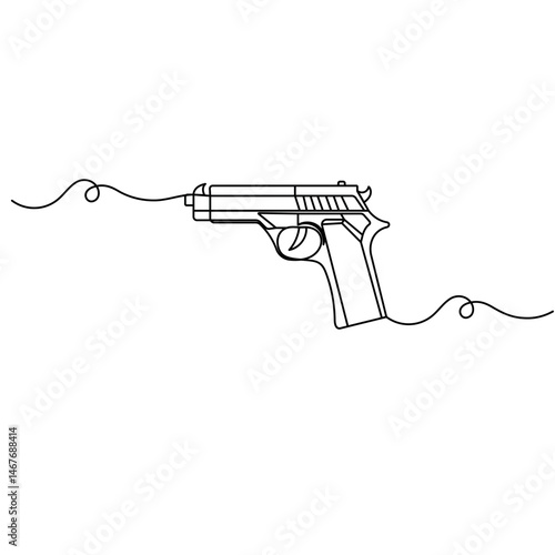Gun icon  continuous one line drawing  outline vector illustration