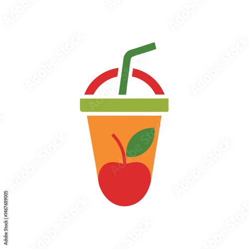Smoothie Cup Logo with Straw and Fruit for Juice Bar