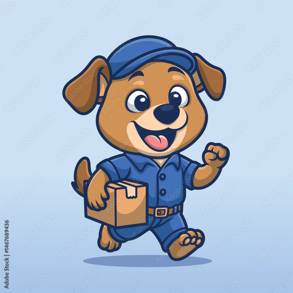 Obraz premium Dog Courier Running Cartoon Delivery