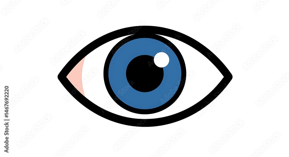 Cartoon Eye Illustration with Blue Iris Isolated on White Cartoon Eye Illustration with Blue Iris Isolated on White
