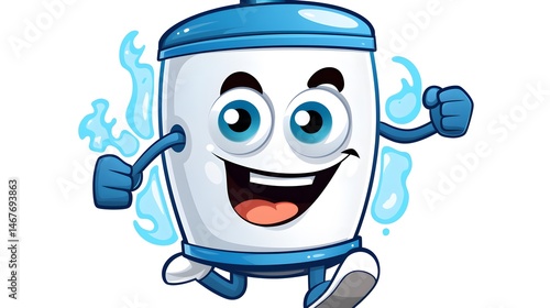 Professional Cartoon Illustration of a Water Heater Running - Creative W2 Design