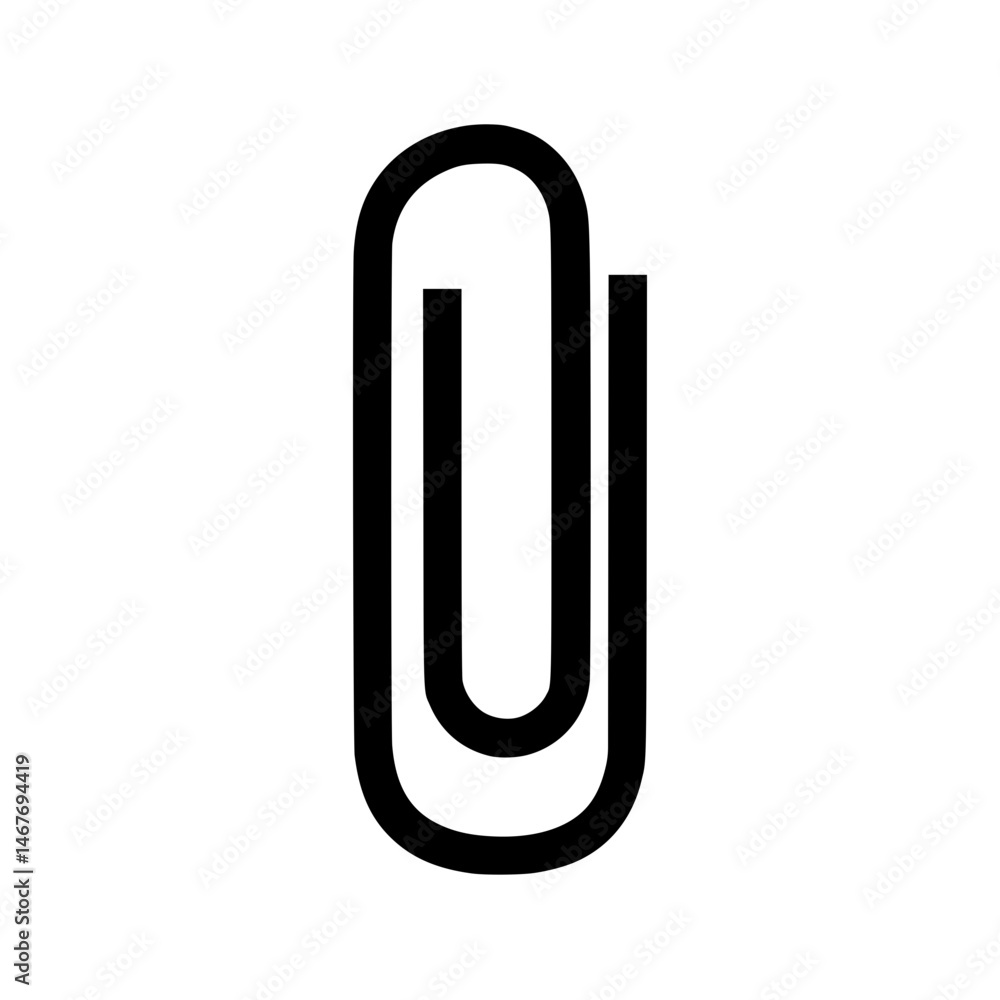 Minimalist Paper Clip Icon - Black Outline Minimalist Paper Clip Icon - Black Outline
