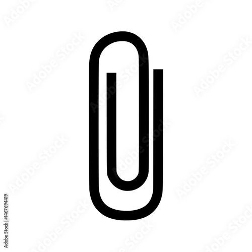 Minimalist Paper Clip Icon - Black Outline