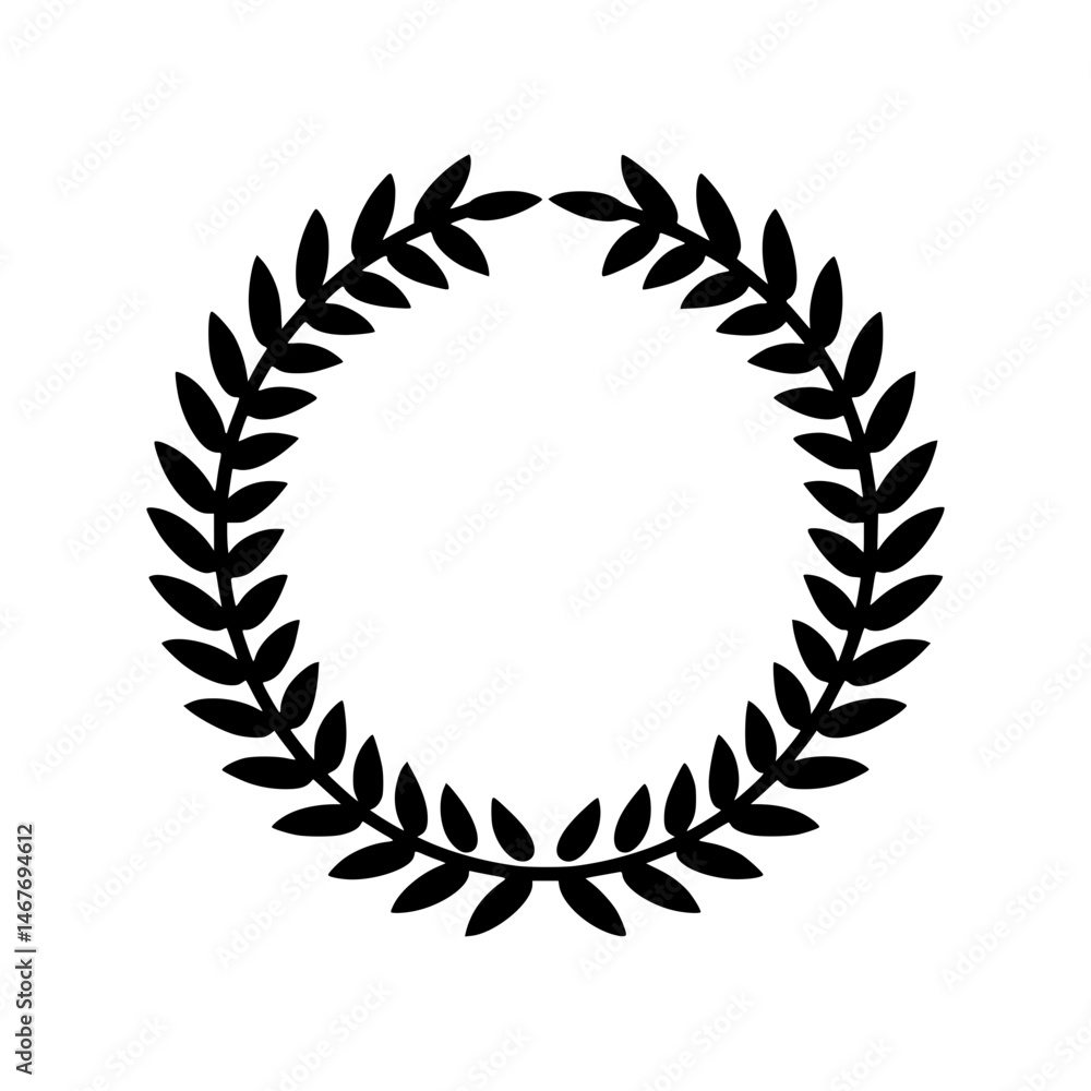 Black Laurel Wreath Icon - Vector Illustration Black Laurel Wreath Icon - Vector Illustration
