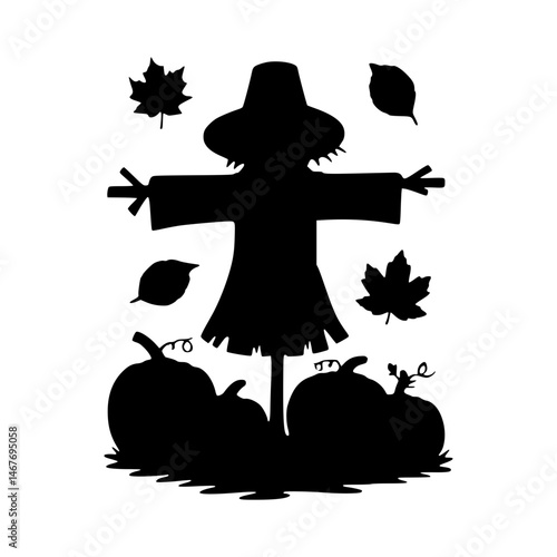 Silhouette Scarecrow Autumn Harvest