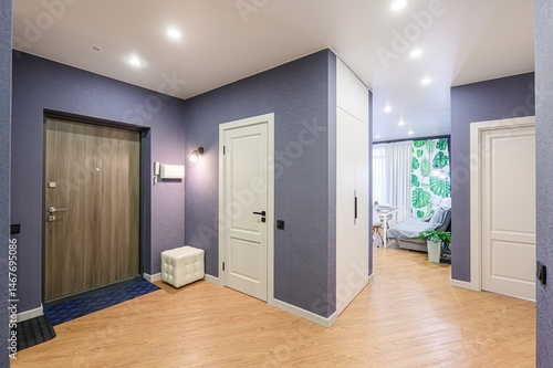standard room interior apartment. room doors, renovation corridor lobby entrance hall