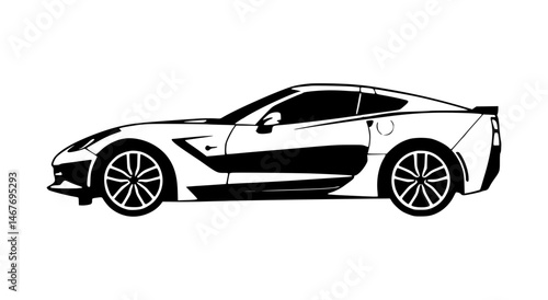 Black and White Corvette Silhouette