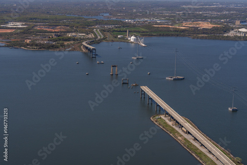 Aerial Francis Scott Key Bridge, Baltimore, MD