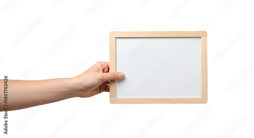 Blank empty paper holding human hand white card, ready for branding or design transparent background
