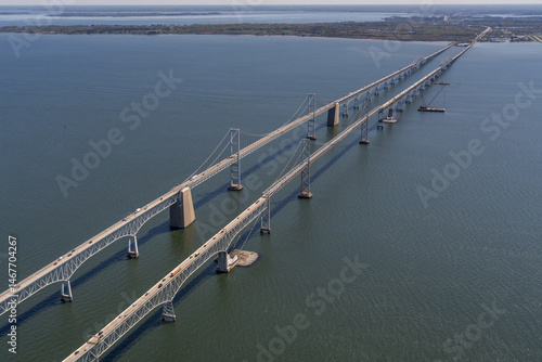 Aerial Chesapeake Bay Bridge, VA