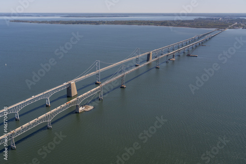 Aerial Chesapeake Bay Bridge, VA