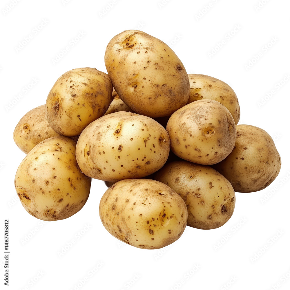 Fresh potatoes harvested in farm field organic produce natural isolated on transparent background Fresh potatoes harvested in farm field organic produce natural isolated on transparent background