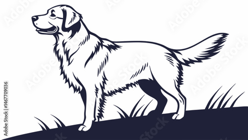 golden retriever dog black silhouette vector, dog sleeping vector, Simple silhouette Design vector icon with white background.Silhouette illustration vector of a golden retriever dog
