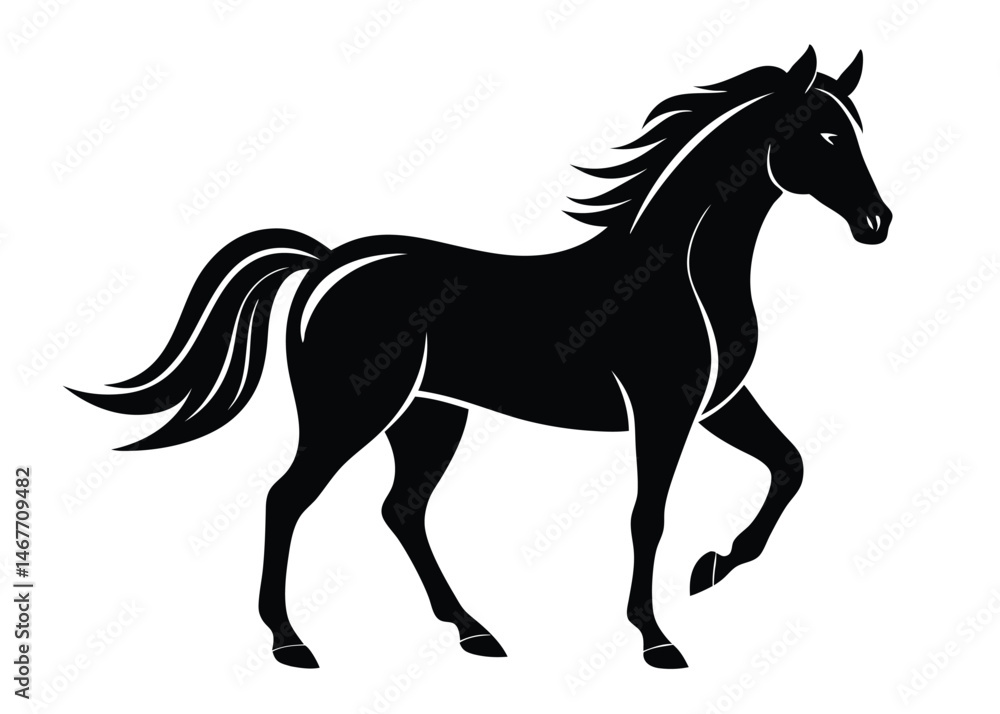 Obraz premium a-black-horse--silhuette-vector-art-illustriton-wh (2).eps