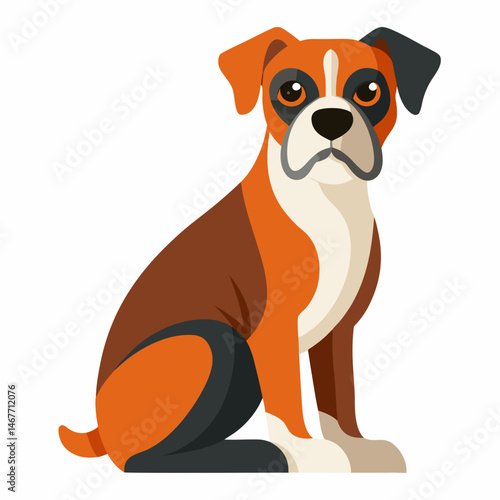  Cute Boxer Dog Illustration Sitting in Style