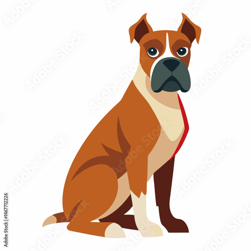  Cute Boxer Dog Illustration Sitting in Style