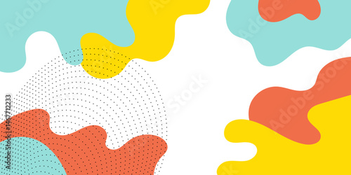 Colorful Abstract pop art paint splash background with wave pattern. geometric vector design of trendy Memphis 80s-90s style	