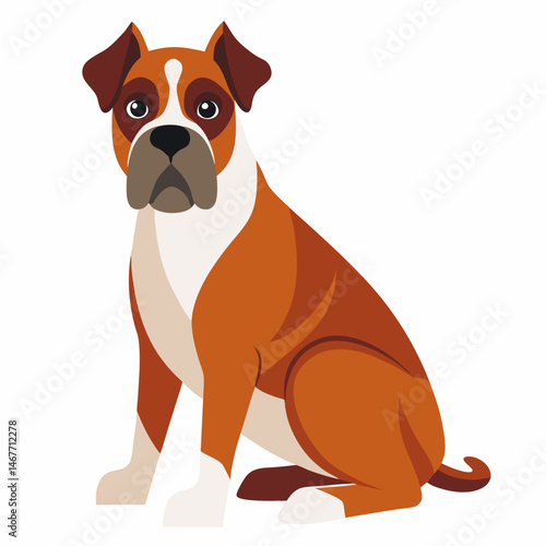  Cute Boxer Dog Illustration Sitting in Style