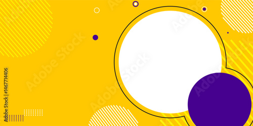 Abstract banner background vector illustration with circle purple blue and yellow color combination and copy space for advertising or backdrop