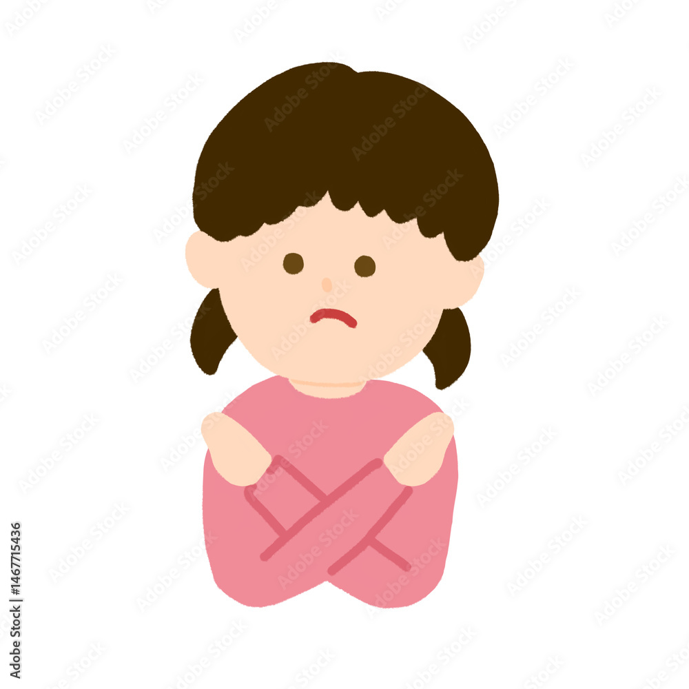 ダメのポーズをしている女の子 ダメのポーズをしている女の子