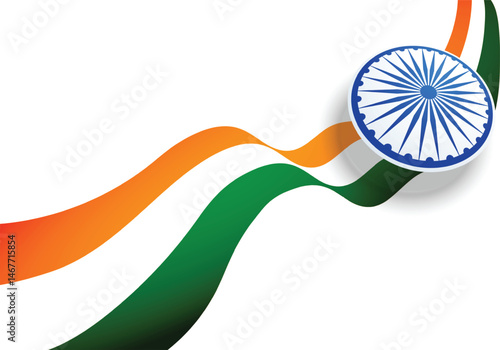 Indian Flag with Ashoka Chakra Design