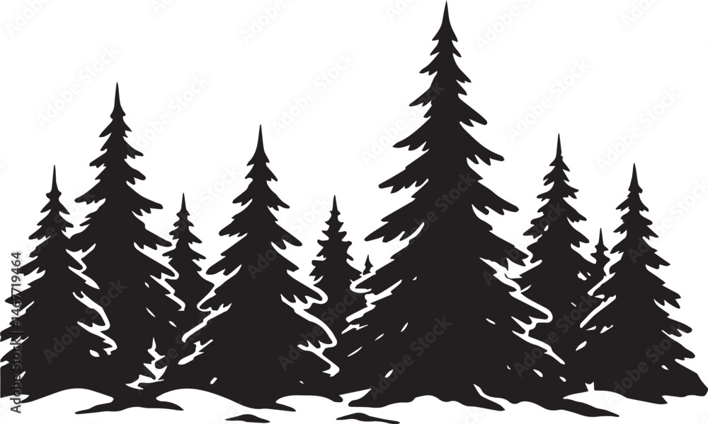 Obraz premium tree silhouette Vector | Minimalist & Trendy tree Silhouette Design | Unique & Stylish tree Artwork for Vector design