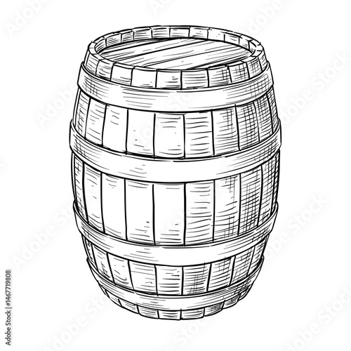 beer wooden barrel vector hand drawn illustration