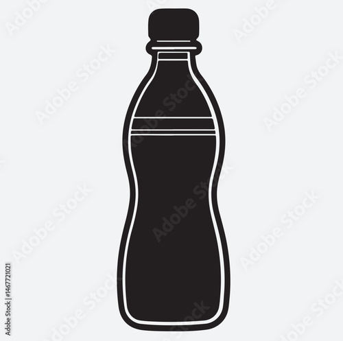 Evian natural spring water bottle silhouette vector art illustration, illustration of bottle of water
